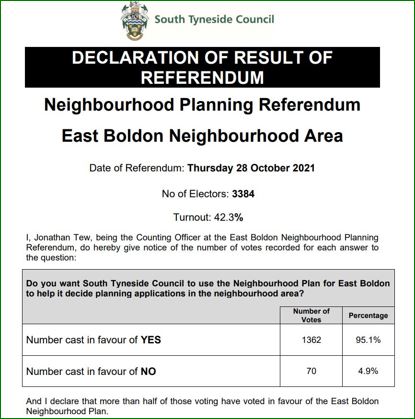 Declaration of referendum result